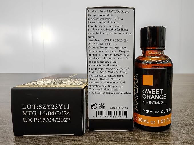 MAYJAM Sweet Orange Essential Oil for Diffuser Soap Making, 1.01fl.oz | Long Lasting Scents, Orange Essential Oil for Skin, Citrus Essential Oils for Candle Making