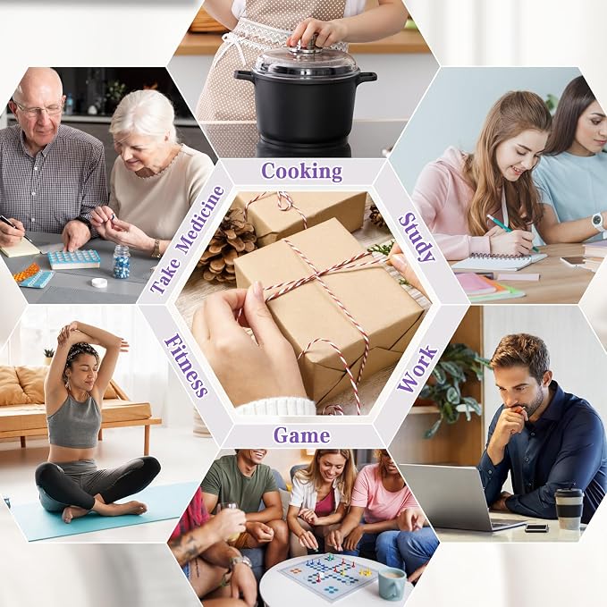 Mwellewm Visual Timer for Kids, 60 Minute Time Digital Pomodoro Timer Countdown with Silent Pause Function for Classroom Kitchen Study Cooking Meetings ADHD Rainbow Pattern(Square Purple)