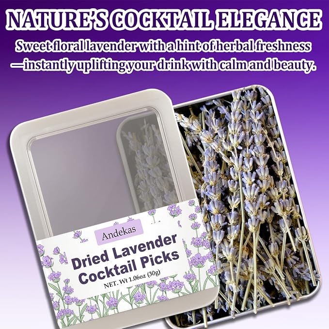 110+ Edible Lavender Sprigs, 4.72" Culinary Lavender Sticks for Tea, Dessert, Cocktails & Food Presentation, 1.06 oz(30g) Dried Botanical Stems in Sealed Pouch for Garnish, DIY Gifts & Visual Plating