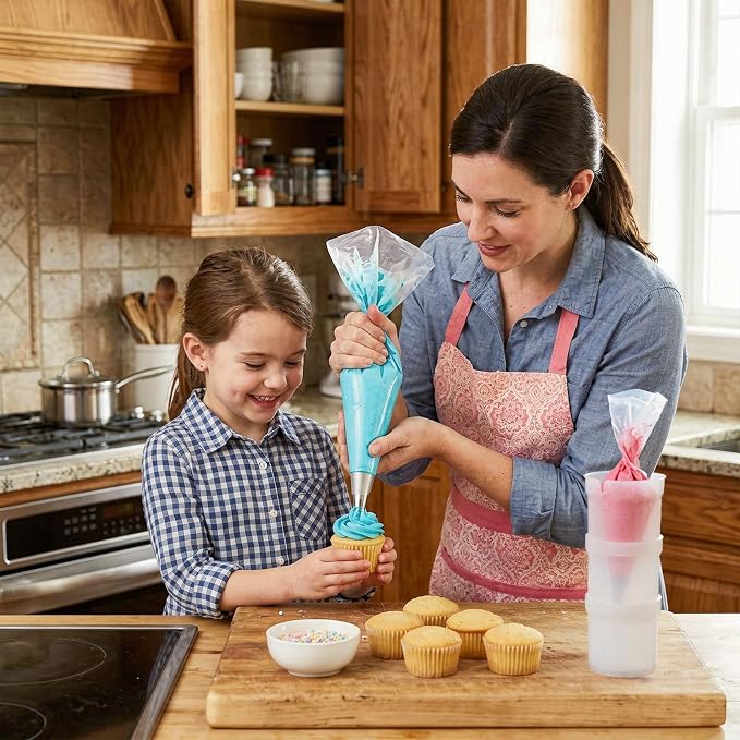 Piping Bag Holder Stand Adjustable Pastry Bag Filling Support Rack Hands Free Reusable Plastic Icing Bag Stand for Cake Cupcake Cookie Dessert Decorating Baking Tools