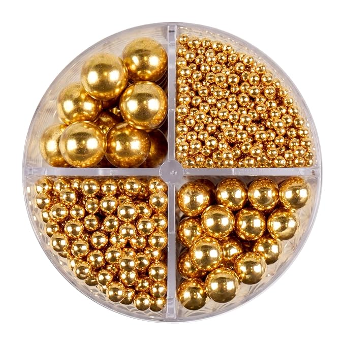 Dazzjoy Edible Gold Pearl Sprinkles, Sugar Pearl, Food Grade, Edible Pearls for Cake Decorating, 150g/5.29oz, Gold Cake Decoration & Cupcake Topper, Patriotic Wedding Party Halloween Supplies