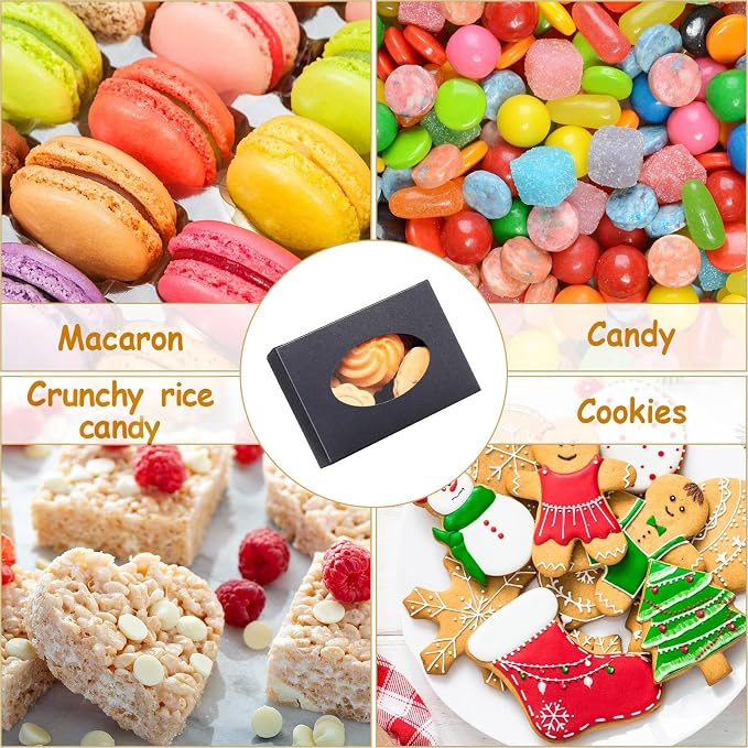 Spakon 30 Pcs Soap Boxes for Homemade Soaps 3.8 x 2.8 x 1.2 Inch Rectangle Soap Boxes with Window Small Gift Wrapping Box for Soaps Packaging Bakery Cookies Candy Party Favor Supplies(Black)
