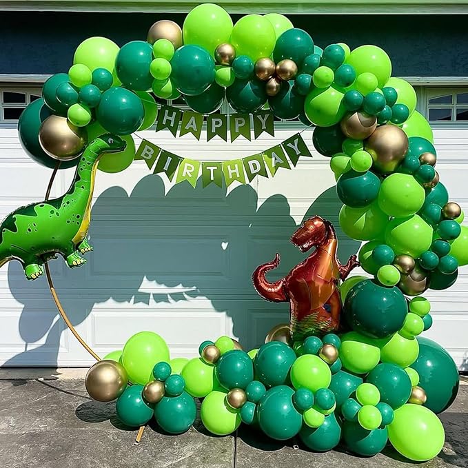 YMSZ Green Balloon Garland Arch Kit, Dark Green Lime Green Latex Balloons for St. Patrick's Day, Baby Shower, Jungle Safari Birthday Party Decorations