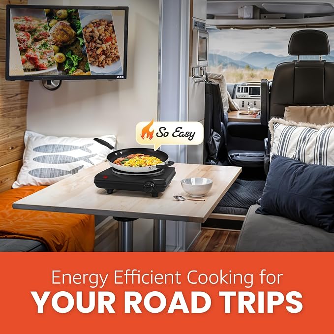 Elite Gourmet Countertop Electric Burner, 1000W Cast Iron Hot Plate, 7 Heat Settings, Portable Cooktop for RV, Dorm, Office & Small Kitchens, Road-Ready & Compact (Pack of 4)