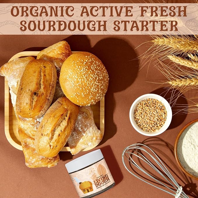 Living Dough - Chocolate Whole Wheat Sourdough Starter - Active & Live Cocoa Organic Sourdough Starter for Baking - For Artisan Bread, Sweet Rolls, Brownies, and More