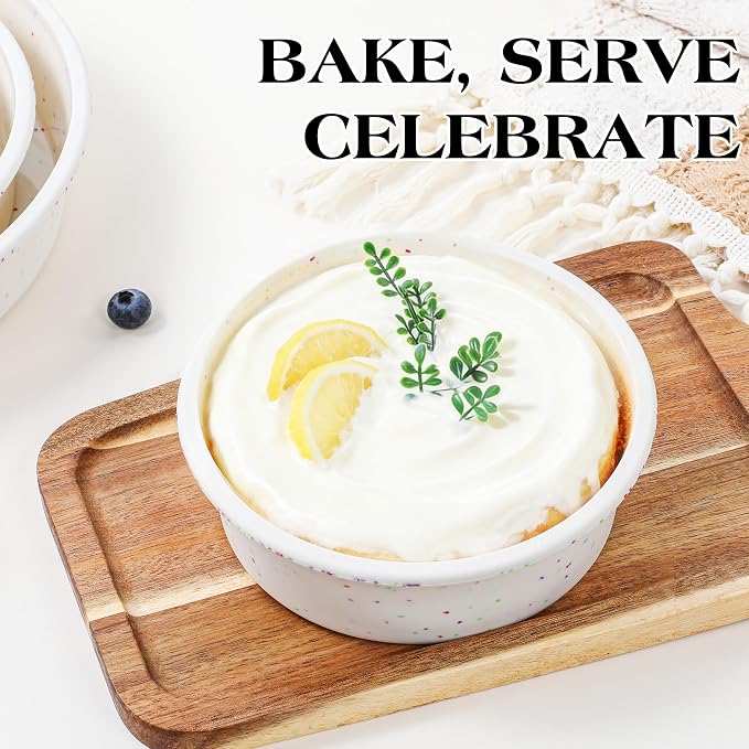 8 inch Silicone Round Cake Pans with Metal Reinforced Frame, Nonstick Cake Molds for Baking, BPA Free Set of 3 (Cream)