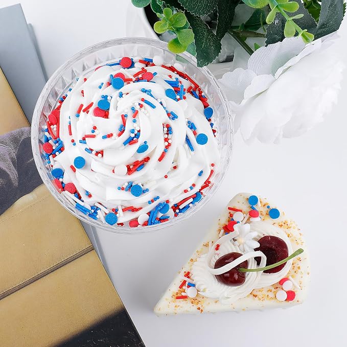 Red White and Blue Sprinkles, 4.6oz Patriotic 4th of July Sprinkles, 3-Mix Nonpareils Confetti Jimmies for Cupcakes Ice Cream Dessert
