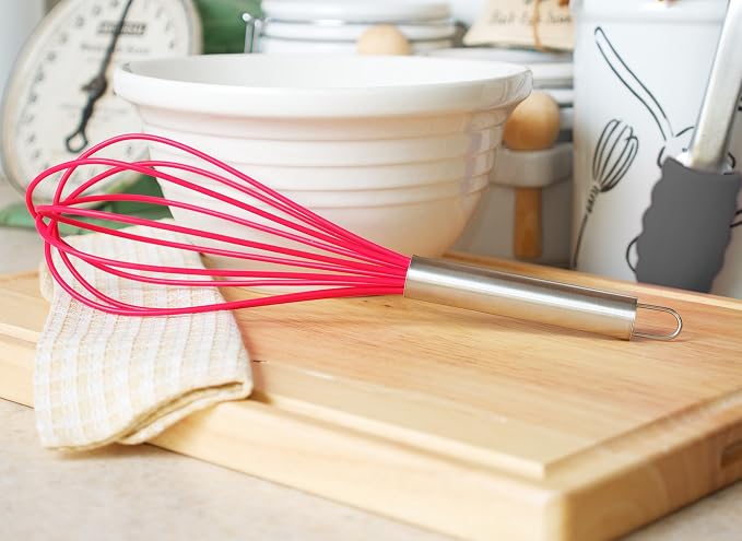 Fox Run Brands Raspberry Silicone Whisk, 3.5 x 3.5 x 11.75 inches, Pink