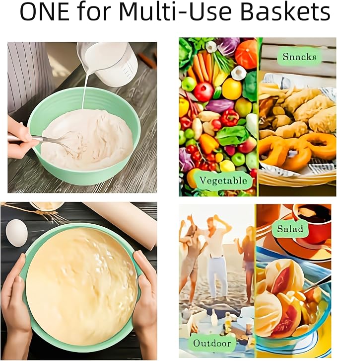 Banneton Bread Proofing Baskets,Silicone Sourdough Bread Baking Supplies, Bread Proofing Baskets for Sourdough, 9.3" Round Collapsible Sourdough Baking Basket (Green round)