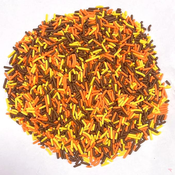 PhilaeEC Autumn Jimmies Sprinkle Edible Soft Jimmies Orange Yellow Brown Sprinkle for Cake Decoration Cupcake Topper Cookie Baking Decorations Halloween Christmas Valentine Supplies 2.75oz/78g