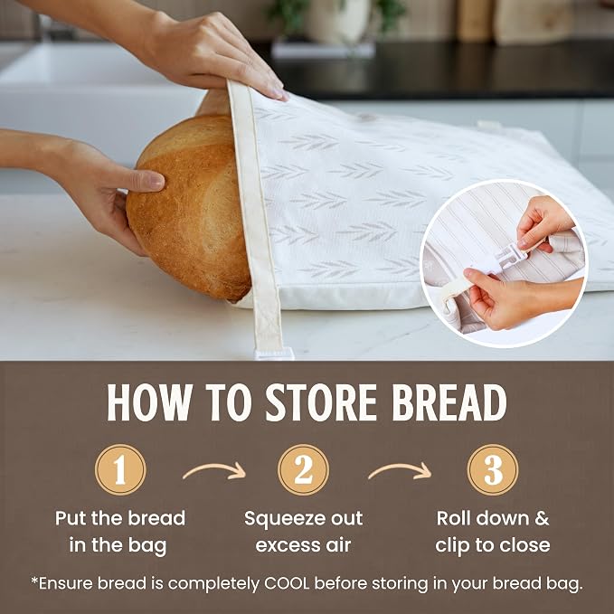 Nectar & Nest Reusable Beeswax Bread Bags for Homemade Bread & Sourdough – XL Eco-Friendly, Natural, Food-Safe Storage Bag to Keep Loaves Fresh Longer – Sustainable, Zero Waste