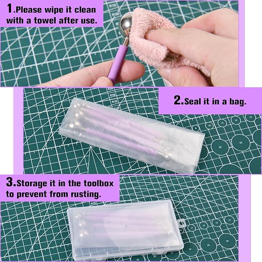 SPEEDWOX 4pcs Caulking Tool Set Metal Ball Modeling Tools Double Ended 8 Ball for Tile Grout Tile Finishing DIY Crafts Ceramics Clay Sculpting and Cake Decorating with Storage Case Floor Joint Repair