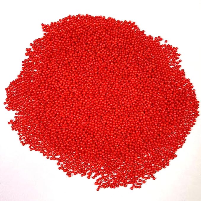 PhilaeEC Red Nonpareils Sprinkle 2mm Mini Peals Sprinkle Edible for Cake Decoration Cupcake Topper Cookie Baking Decorations Halloween Christmas Valentine Supplies