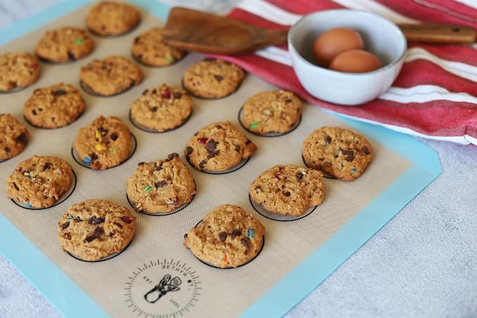 Silicone Baking Mats for Cookies, 3/4 Baking mat size, 3 Pack, Non-Stick, Food Safe Oven Safe All Purpose Liners for baking sheets - Easy Clean, Mess-Free Baking Sheet Liners (13.7 x 19.5 In)