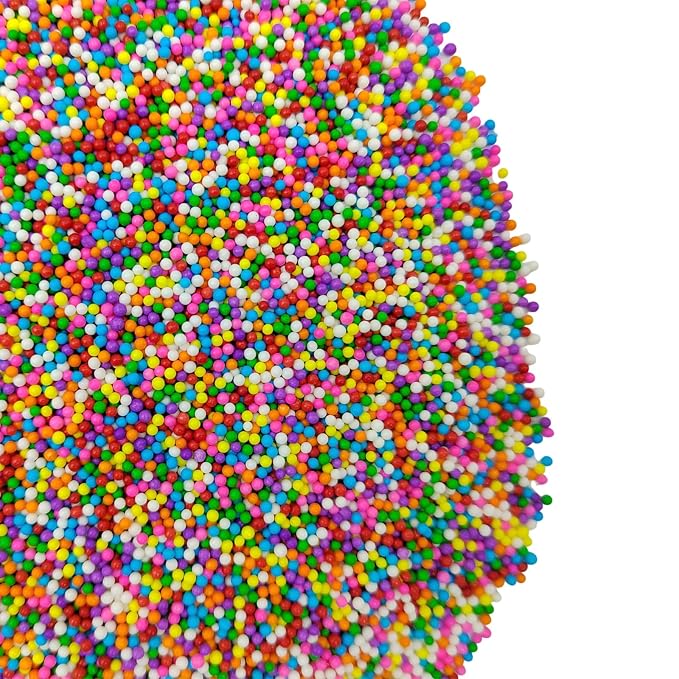 Colorful Sprinkles Rainbow Nonpareils Sprinkles Edible Mini Pearl Sprinkle for Cake Decorations, Baking, Ice Cream, Cookies, Donuts and Lollipops - 2mm Sugar Pearls