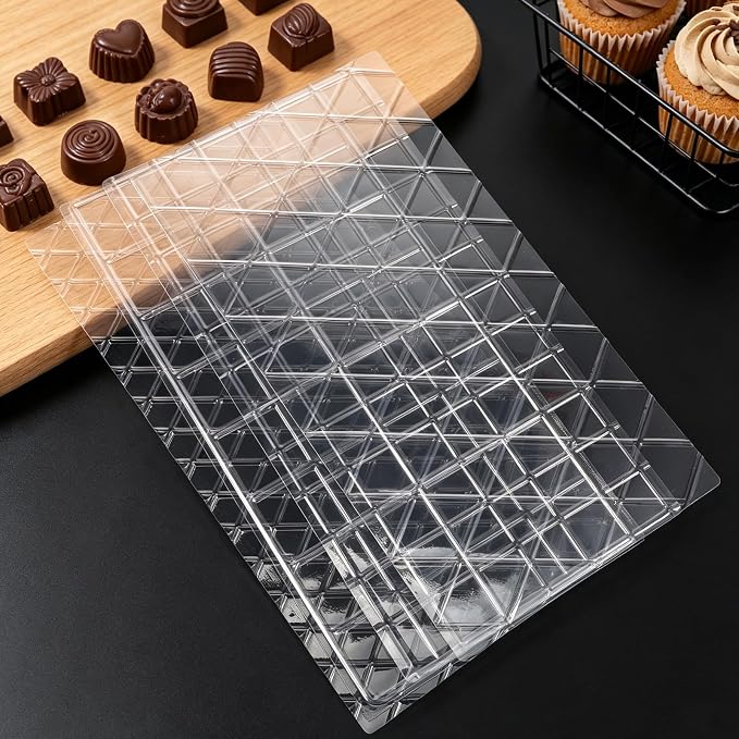 4 Pcs Fondant Impression Mat, Quilted Grid Texture Embossed Fondant Molds for Cupcake, Biscuits, Fondants Cake Decorating, Cake Decoration Tools for Wedding Cupcake Embossing (Clear)