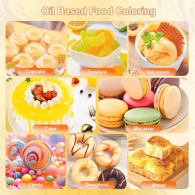 Oil Based Food Coloring for Chocolate, 40 Vivid Food Colors Dye for Baking, Decorating Cakes, Professional Chocolate Food Coloring for Candy Melts, Fondant, Icing, Frosting (0.21Fl. Oz/Bottle)