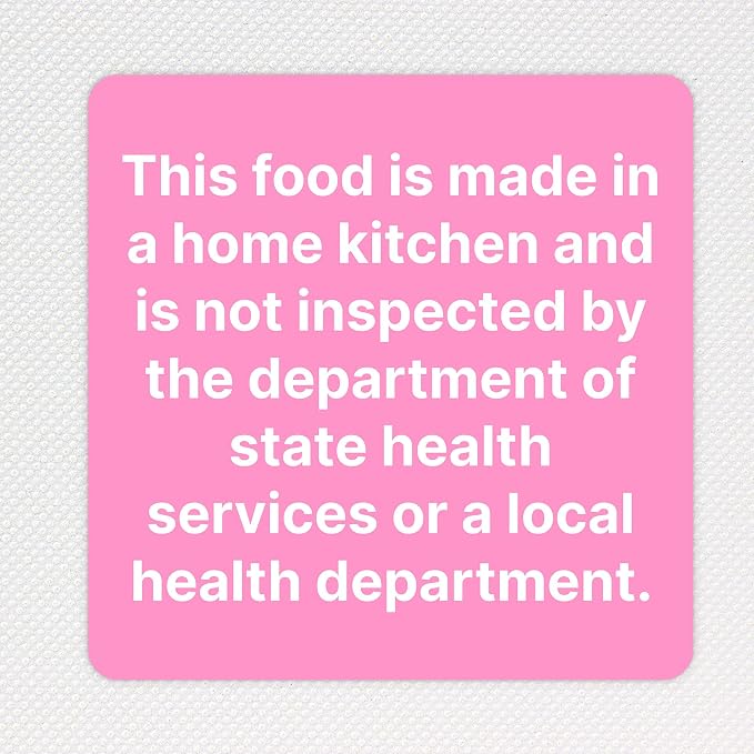 500 Pcs Cottage Food Law Labels, 2" Square “Made in a Home Kitchen” Stickers