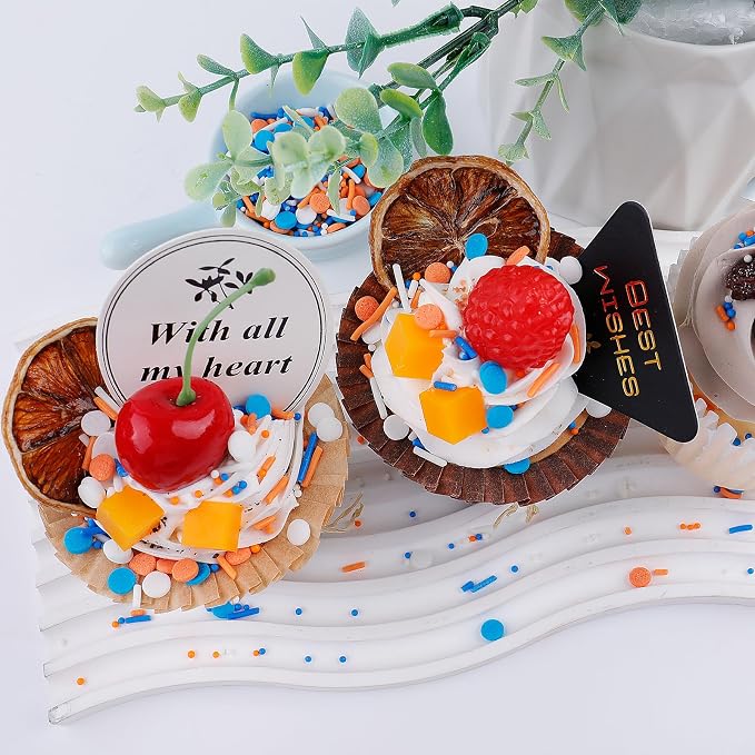 Orange Blue White Sprinkles for Cake Decorating, 4.6oz Ice Cream Sprinkles 3-Mix Nonpareils Confetti Jimmies for Cupcakes Dessert Baking