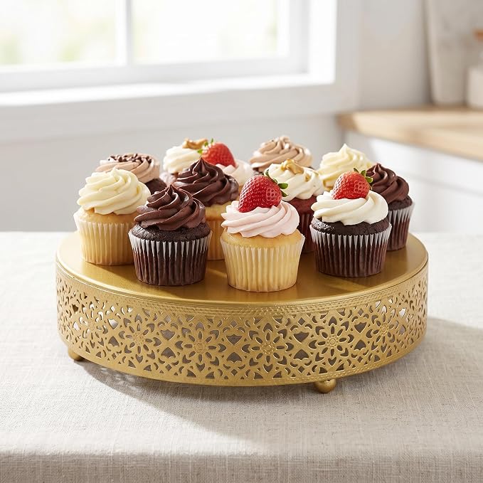 Hedume 3-Piece Cake Stand Set, Round Metal Cake Stands, Dessert Cupcake Pastry Candy Display Plate for Wedding, Event, Birthday Party