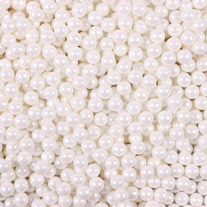 Bayep Edible Pearls for Cake Decorating 7mm White Sprinkles for Cookies, Baking, Ice Cream, Cupcake Topper Pearl Sprinkles Perfect for Wedding Party Valentines Christmas Holiday Supplies 3.52 Ounce