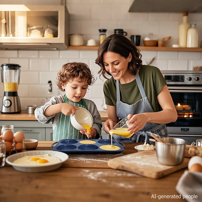 2Pcs Jumbo Silicone Muffin Top Pan 4 Inch with Metal Frame, Non Stick Silicone Egg Mold for Oven, Large Whoopie Pie Baking Pan with Handle for English Breakfast Sandwich, Egg Bite, Bun Tart Grey