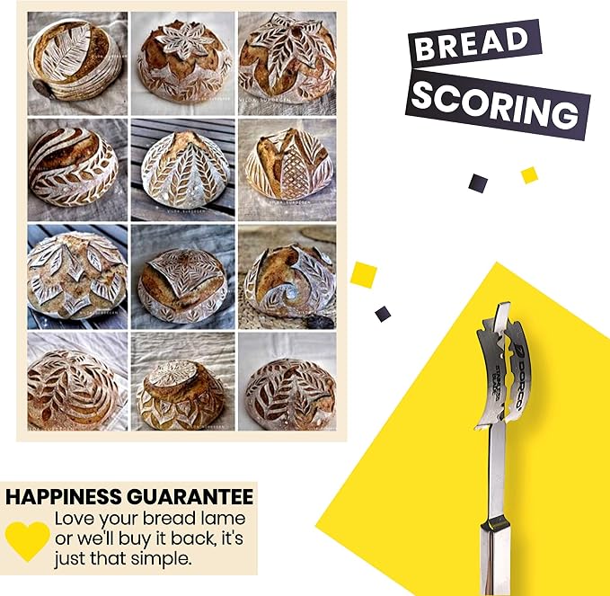 Stainless Steel Bread Lame in Gift Storage Box with Blade Protective Cover - The Most Advanced Design for Accurate Dough Scoring - 10 Premium Replaceable Blades - Built By Bakers, for Bakers