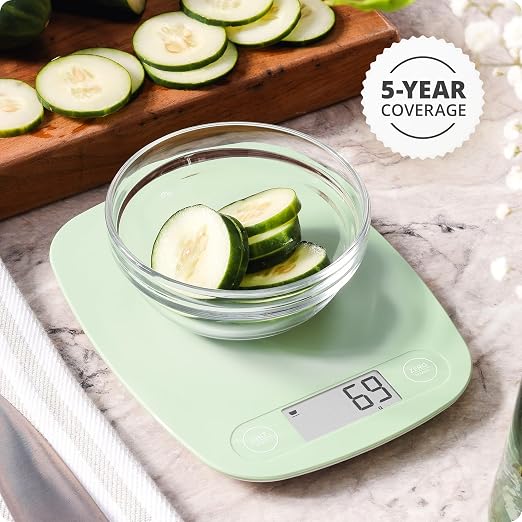Greater Goods Food Scale ā Digital Kitchen Scale, 1g Precision, Easy-Tare & Quick Conversion, Slim Compact Design, Durable & Portable | Ideal for Cooking, Baking & Meal Prep (Sage Green)