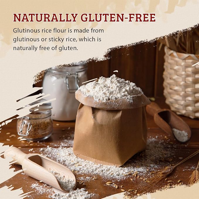 52USA Glutinous Rice Flour 16 Ounce (Basic), 1 Pound (Pack of 1), Rice Flour for Baking or Cooking, Product of THAILAND, All Natural White Rice Flour, Vegan, with Bag