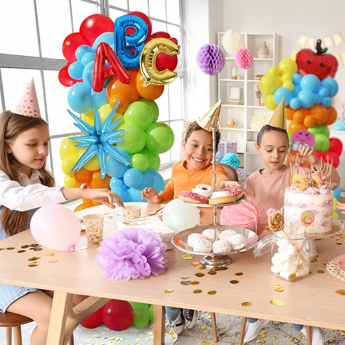 2 Sets Back to School Decorations Adjustable Balloons Column Stand Kit Kindergarten Graduation Decor with Pencil Schoolbus Apple Foil Balloons for First Day of School Tower Party Decorations