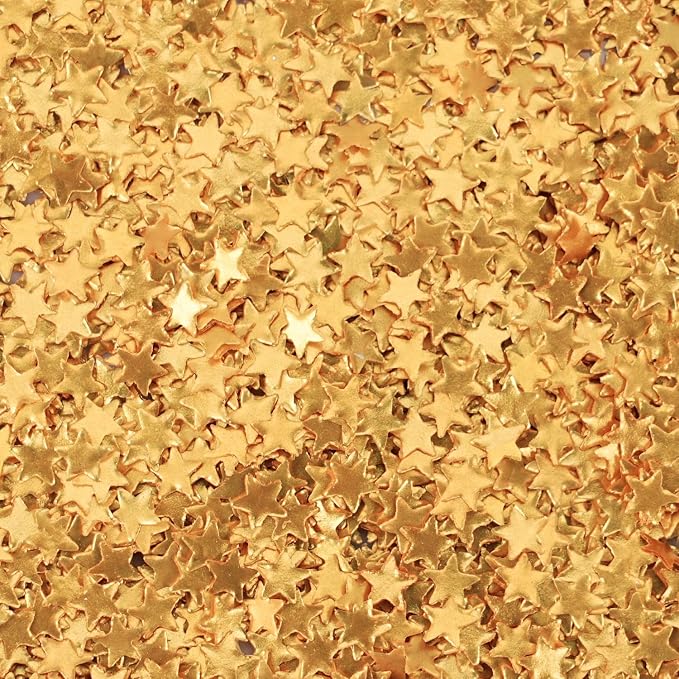 Gold Edible Glitter Star Shaped Sparkles for Cakes - Edible Stars Cake Decorations in Metallic Gold for Cake Decorating, Cookies, Toppings, Baking - Vegan Shimmer Stars Dessert Glitters for Cupcakes Topper 2g