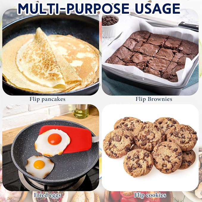 Large Silicone Spatula Flexible Silicone Cookie Spatula Heat Resistant Lagre Pancake Turner for Kitchen Use Nonstick Cookware No Scratch Cooking Flipper for Egg Pancake