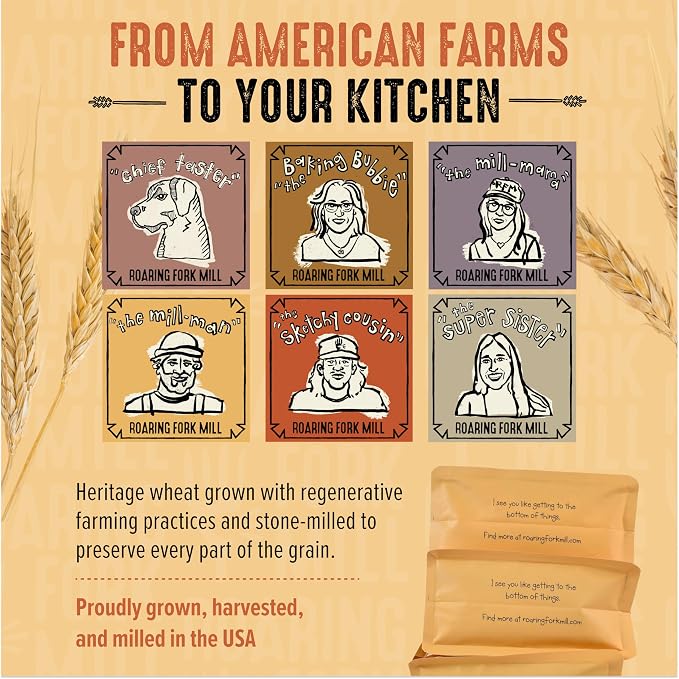 Stone-Milled Rye 00 Flour – USDA Organic & Regenerative Organic Certified Ancient Grain Wheat – Mild Nutty Flavor, Excellent Extensibility for Bread, Pastries & Baking