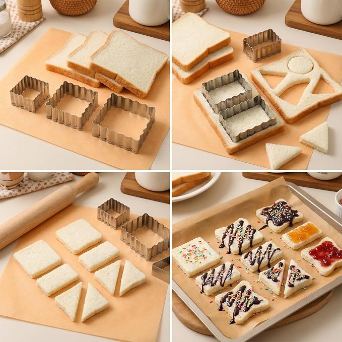 11 PCS Rectangle Cookie Cutter Set with Scalloped Edge - Assorted Sizes Stainless Steel Square Cookie Cutter, Fluted Edge Plaque Frame Rectangluar Cookie Cutters Shapes Fondant Molds for Baking