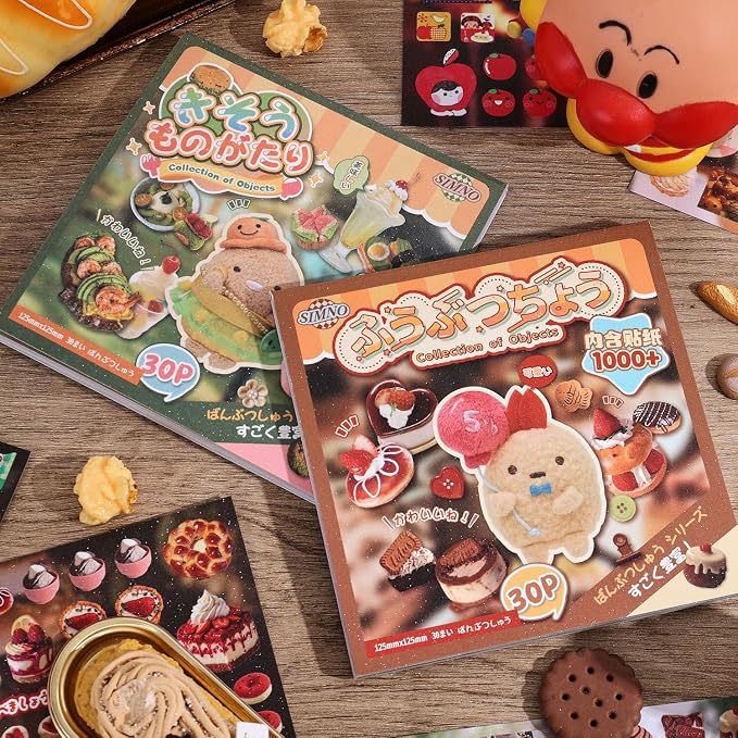 Girl's Japanese Retro Sticker Book, 1000+ Cute Comics Style Food Stickers, for DIY Scrapbooking Journaling Handbook Decoration