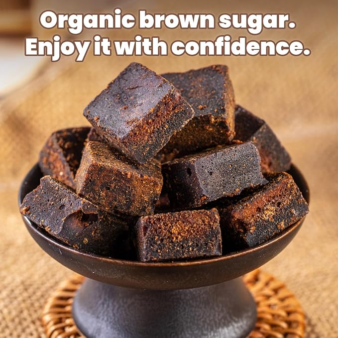 Brown Sugar Cubes, Deep Molasses Richness Raw Cane Demerara Sugar, Handmade Ancient Black Sugar, for Tea and Coffee Gourmet Bakers Seeking Complex Sweetness. 200g/7.05oz