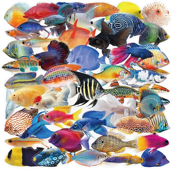 50Pcs Transparent Fish Stickers