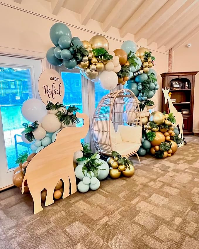 140Pcs Dusty Baby Blue Balloon Arch Garland Kit,Slate Fog Baby Blue 5/10/12/18 Inch Balloons for Men Boy Baby Shower Bridal Shower Birthday Party Decorations