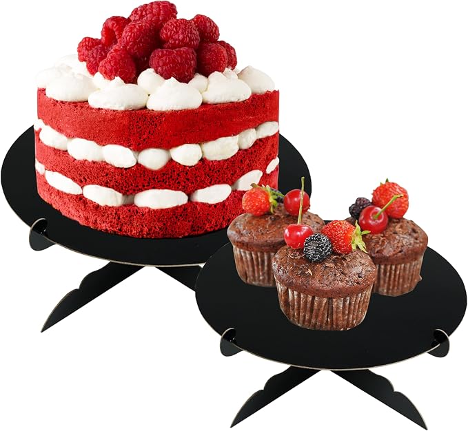 12 inch One Tier Cardboard Cake Stand,Black Cupcake Stand for Birthday Wedding DIY Dessert Decoration