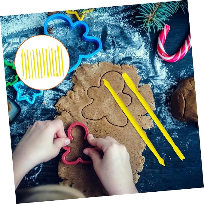 Tofficu 4sets Eco-Friendly Plastic Clay Modeling Tool Sculpting Clay Pens Cutters for Fondant Cake Decorations Baking Carving Kit