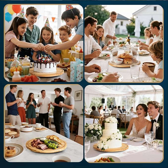 Masthome 11 IN Cake Stand with Lid, Bamboo Wood Rotating Cake Holder with Dome, BPA Free Cake Dish with Cover, Cake Plate with Cover for Birthday/Kitchen/Party/Weddings