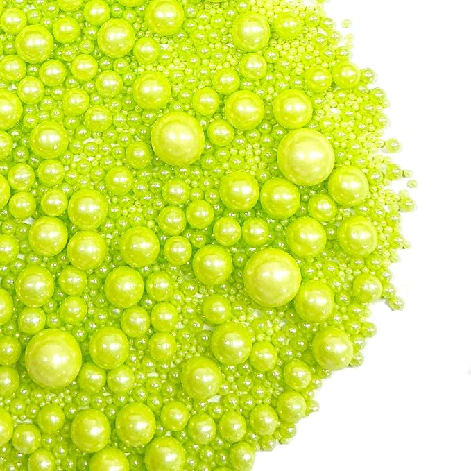 Sprinkles Edible Green Pearl Sugar Sprinkles Candy 142g/5.01oz Mix Size Green Pearls Baking Cupcake Toppers Cookie Ice Cream Decorations for Wedding Parties Valentines Day Halloween Christmas
