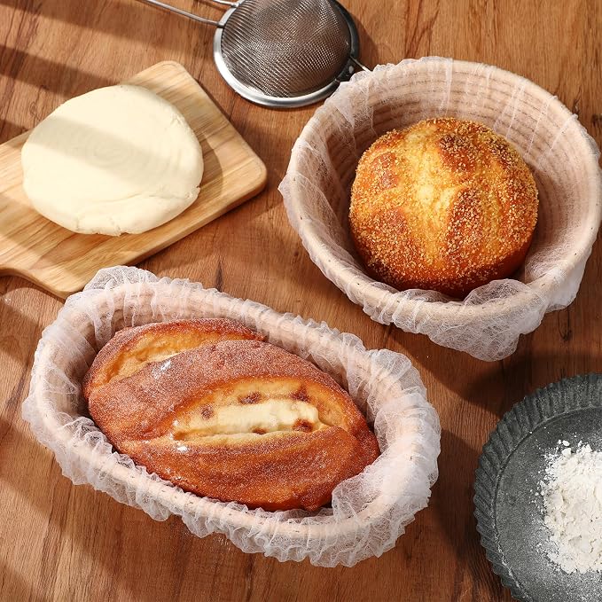 Fanfanwin 50 Pcs Banneton Liner Bread Proofing Basket Covers Non Woven Liner Non Stick Dough Bowl Covers for Bread Proofing Disposable for Rising Sourdough Supplies
