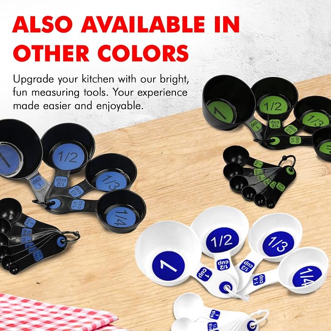 Chef Craft Easy to Read Plastic Measuring Cup Set, 10 Piece, white
