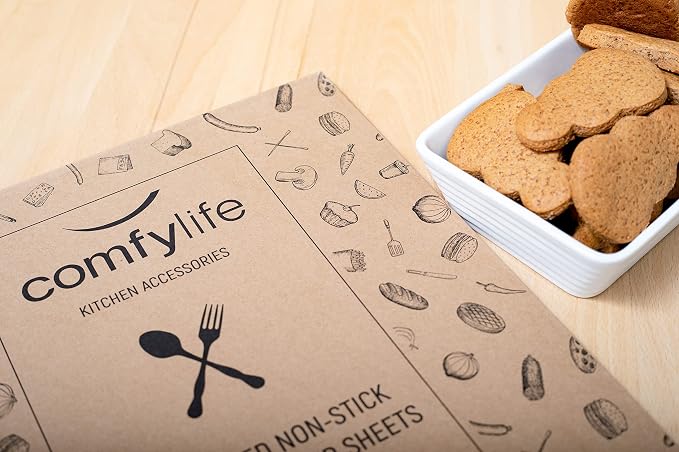 Comfylife 120 x Parchment Paper Sheets - No Curl, No Tear, No Burn Baking Paper (16 x 12 inch) ā No Chemical Unbleached ā Cookie Paper Precut Baking Sheets For Baking