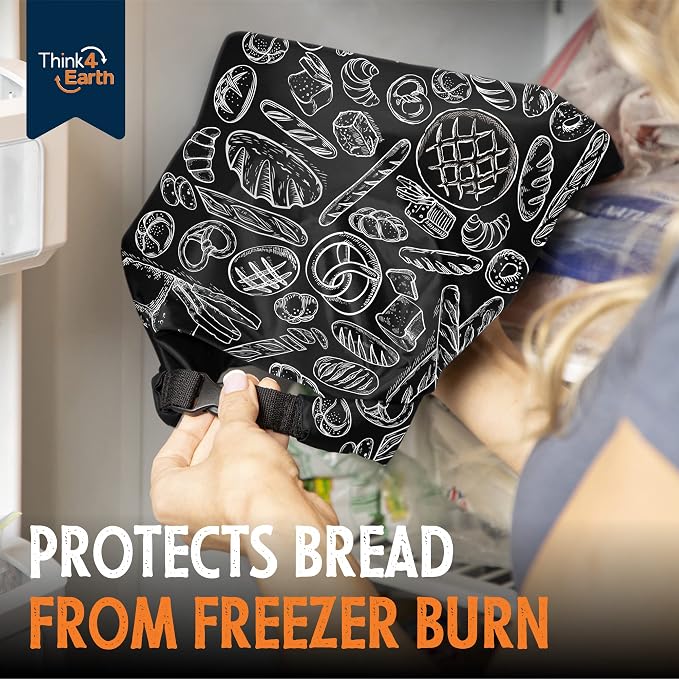 THINK4EARTH® Premium Black Reusable Bread Bags for Homemade Bread – Durable & Washable (2 Pack)