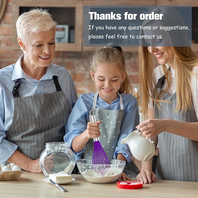 OYV Purple Silicone Whisk, Professional Whisks For Cooking Non-Scratch, Stainless Steel & Silicone Wisk, Plastic Rubber Whisk Tool For Nonstick Cookware Pans, BPA free, Silicon Wisks Set of 3