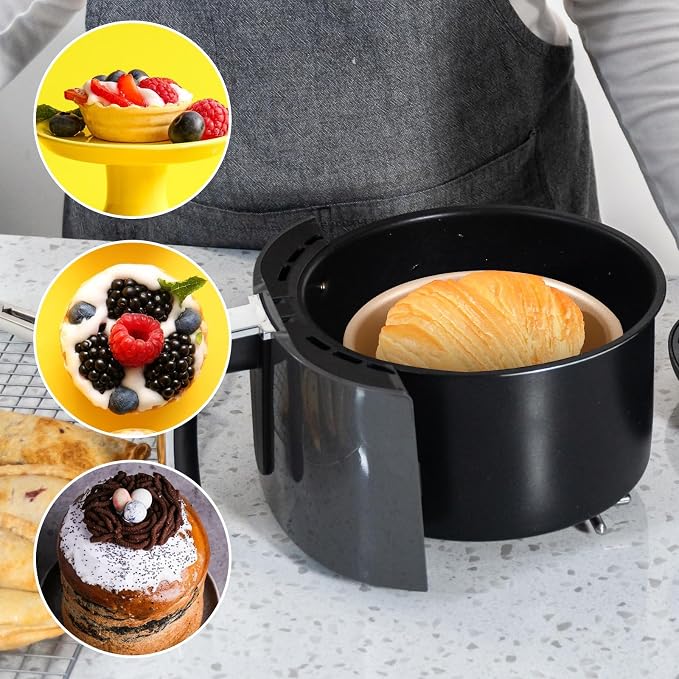 6 PCS Air Fryer Mini Pie Pan Tart Tins, Jumbo Muffin Cupcake Pan 4 Inch Air Fryer Hamburger Bun Mold, Non-Stick Air Fryer Egg Baking Pan Individual Mini Cake Pans for Baking