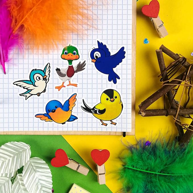 BulbaCraft 100Pcs Bird Stickers, Bird Party Supplies, Parrot and Hummingbird Stickers, Gifts for Women & Men