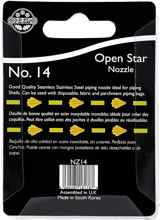 Jem Enterprises Open Star Piping Nozzle Cake Decorating Tip #14, Standard, Silver